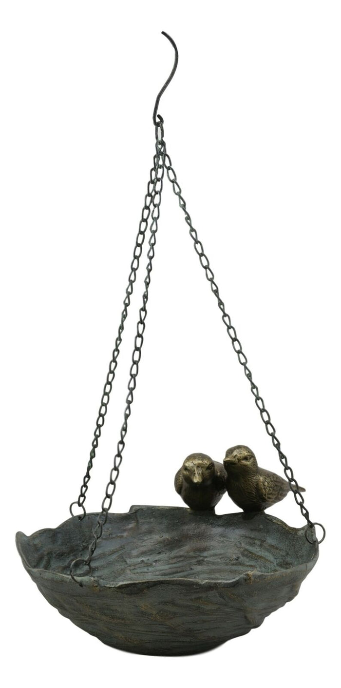 Ebros Gift Ebros Gift 21" Tall Aluminum Metal Rustic Whimsical Perching Pair Of Lovebirds Hanging Bird Feeder Or Nest Holder Garden Outdoors Sculpture For Lawn Pool Patio Pool Backyard Decor Accent