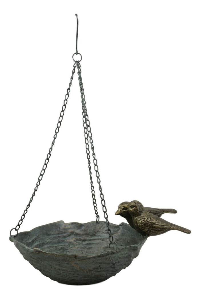 Ebros Gift Ebros Gift 21" Tall Aluminum Metal Rustic Whimsical Perching Pair Of Lovebirds Hanging Bird Feeder Or Nest Holder Garden Outdoors Sculpture For Lawn Pool Patio Pool Backyard Decor Accent
