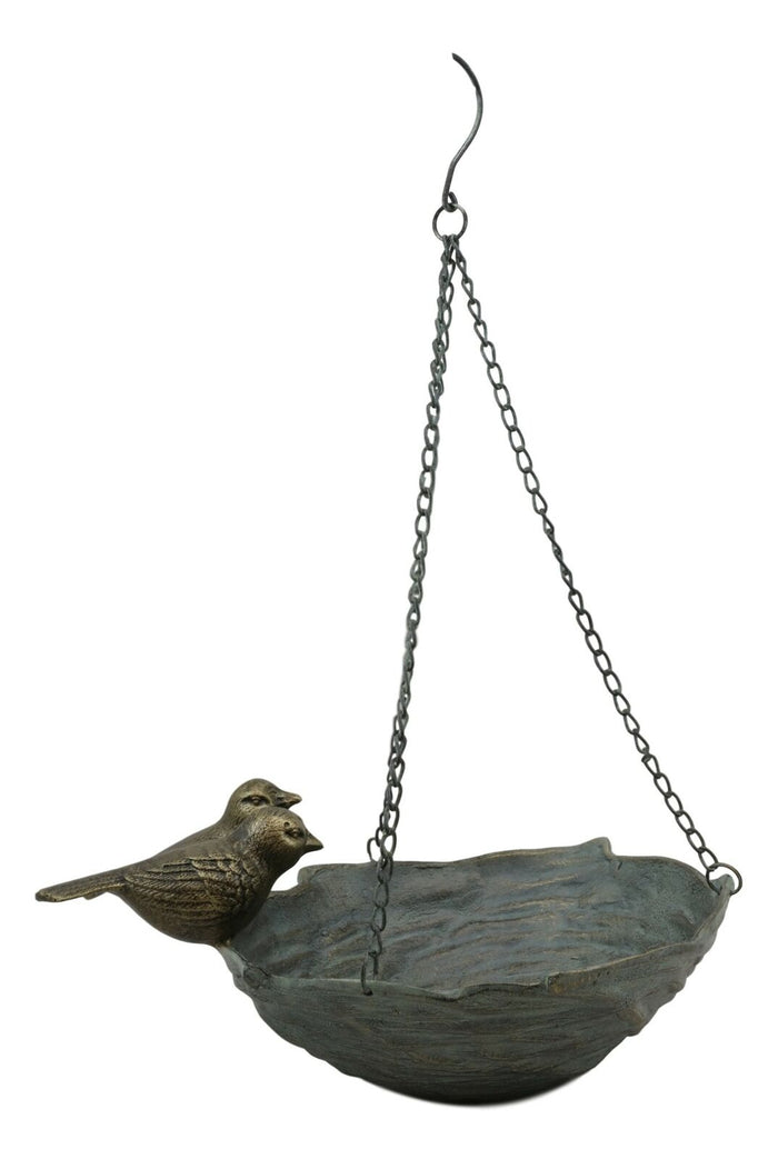 Ebros Gift Ebros Gift 21" Tall Aluminum Metal Rustic Whimsical Perching Pair Of Lovebirds Hanging Bird Feeder Or Nest Holder Garden Outdoors Sculpture For Lawn Pool Patio Pool Backyard Decor Accent
