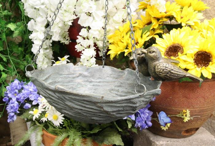 ebros gift Ebros Gift 21" Tall Aluminum Metal Rustic Whimsical Perching Pair of Lovebirds Hanging Bird Feeder Or Nest Holder Garden Outdoors Sculpture for Lawn Pool Patio Pool Backyard Decor Accent