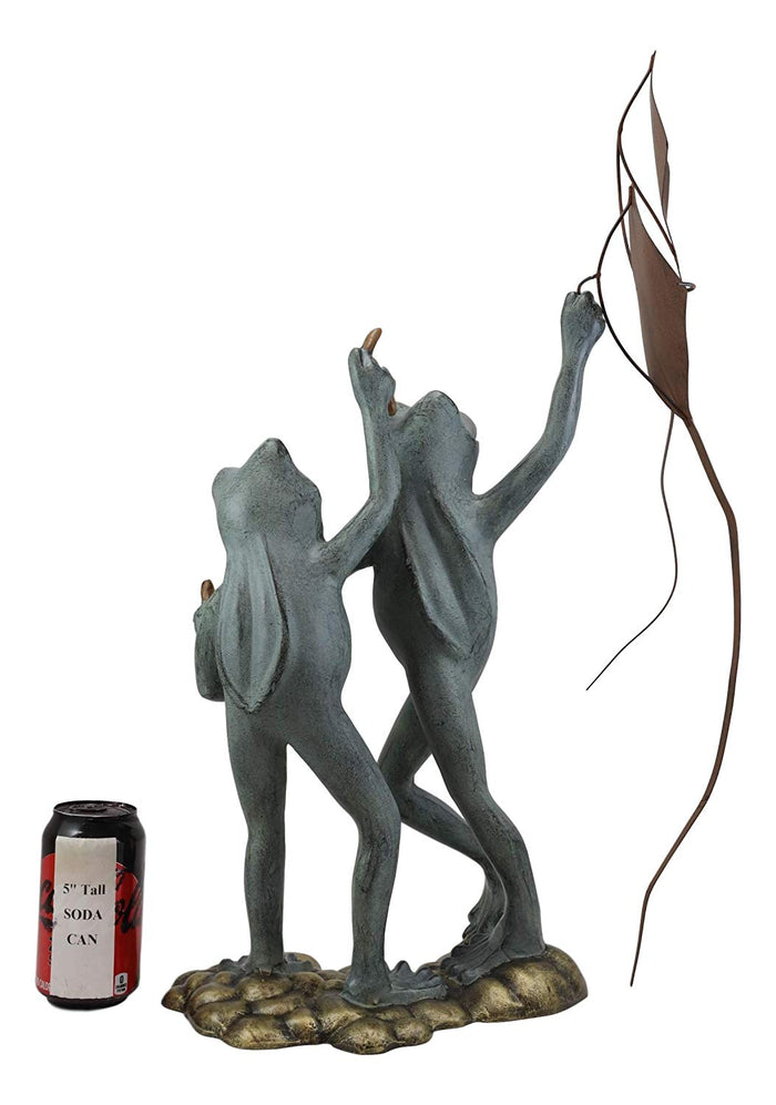 Ebros Gift Ebros Gift 25" Tall Aluminum Metal Gone With The Wind Whimsical Frog Friends Flying Kites Garden Statue Frogs Summer Pastime Patio Pool Pond Lawn Yard Decorative Rustic Sculpture Accent