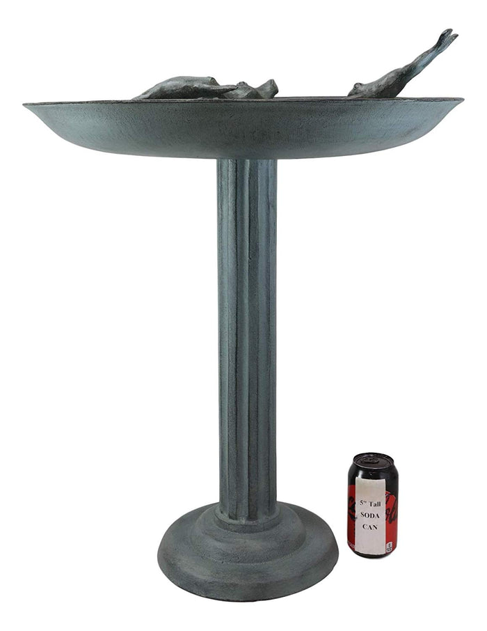 Ebros Gift Ebros Gift 26" Tall Aluminum Metal Rustic Cozy Cottage Whimsical Trio Diving Frogs In Pond Plunge Party Garden Bird Feeder Or Bath Statue For Lawn Pool Patio Outdoors Decor Accent