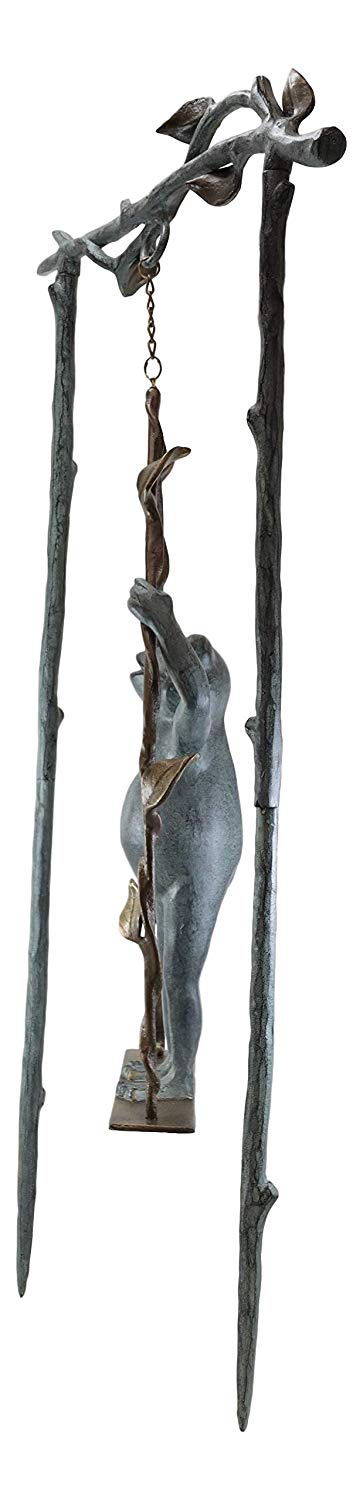 Ebros Gift Ebros Gift 36" Tall Aluminum Metal Whimsical Acrobatic Stunt Frog On Vine Swing Garden Stake Statue 'Child's Play' Patio Pool Pond Lawn Frogs Decorative Sculpture Accent