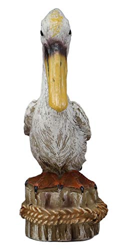 Ebros Gift Ebros Gift 4.75" Tall Small Ocean Marine Beach Coastal Great White Pelican Bird Perching On Getty Post Statue Home Decor Birds Pelicans Nature As Centerpiece Decorative Sculpture Figurine (1)