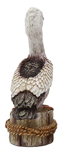 Ebros Gift Ebros Gift 4.75" Tall Small Ocean Marine Beach Coastal Great White Pelican Bird Perching On Getty Post Statue Home Decor Birds Pelicans Nature As Centerpiece Decorative Sculpture Figurine (1)