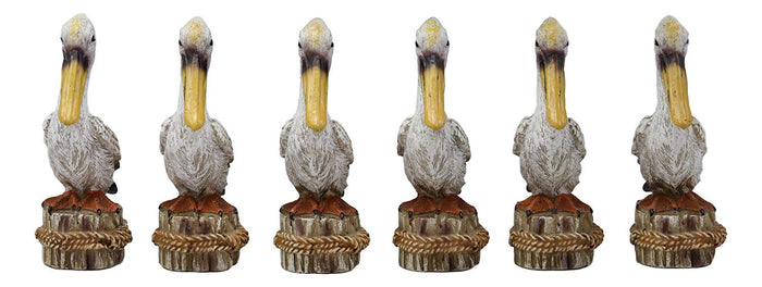 Ebros Gift Ebros Gift 4.75" Tall Small Ocean Marine Beach Coastal Great White Pelican Bird Perching On Getty Post Statue Home Decor Birds Pelicans Nature As Centerpiece Decorative Sculpture Figurine (6)
