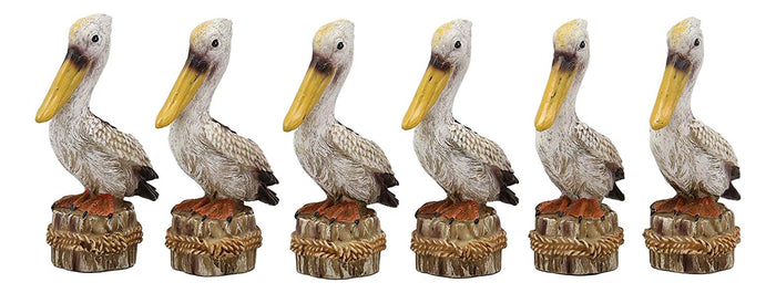 Ebros Gift Ebros Gift 4.75" Tall Small Ocean Marine Beach Coastal Great White Pelican Bird Perching On Getty Post Statue Home Decor Birds Pelicans Nature As Centerpiece Decorative Sculpture Figurine (6)