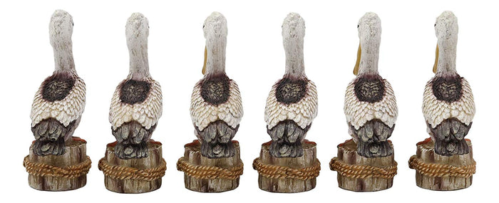 Ebros Gift Ebros Gift 4.75" Tall Small Ocean Marine Beach Coastal Great White Pelican Bird Perching On Getty Post Statue Home Decor Birds Pelicans Nature As Centerpiece Decorative Sculpture Figurine (6)