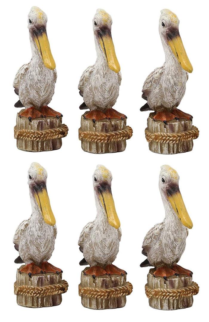 ebros gift Ebros Gift 4.75" Tall Small Ocean Marine Beach Coastal Great White Pelican Bird Perching On Getty Post Statue Home Decor Birds Pelicans Nature As Centerpiece Decorative Sculpture Figurine (6)