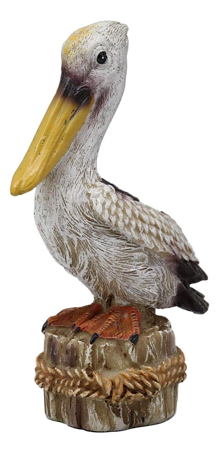 ebros gift Ebros Gift 4.75" Tall Small Ocean Marine Beach Coastal Great White Pelican Bird Perching On Getty Post Statue Home Decor Birds Pelicans Nature As Centerpiece Decorative Sculpture Figurine (1)