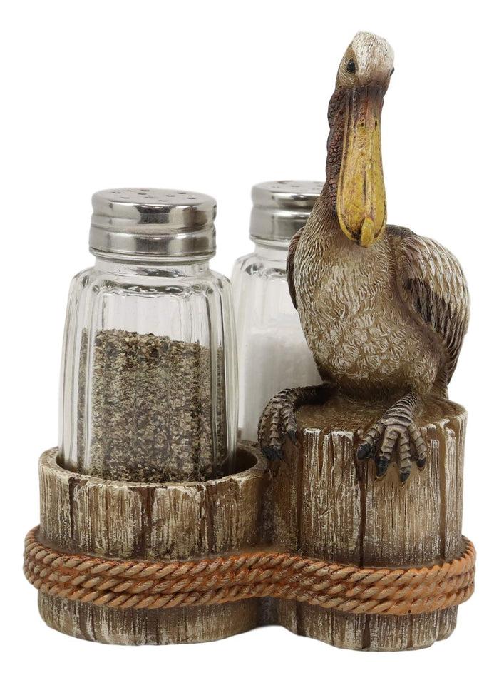 Ebros Gift Ebros Gift 5.25" Tall Ocean Marine Beach Coastal Diving Brown Pelican Perching On Getty Posts Salt And Pepper Shakers Display Holder Statue Home Decor Birds Pelicans Nature As Kitchen Centerpiece