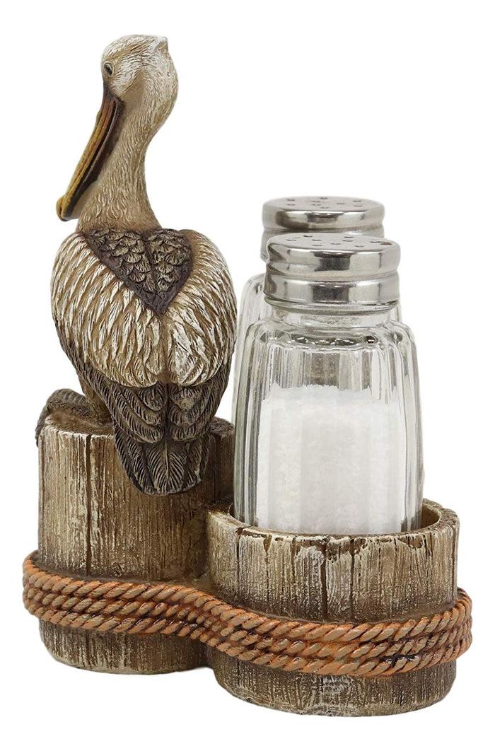 Ebros Gift Ebros Gift 5.25" Tall Ocean Marine Beach Coastal Diving Brown Pelican Perching On Getty Posts Salt And Pepper Shakers Display Holder Statue Home Decor Birds Pelicans Nature As Kitchen Centerpiece