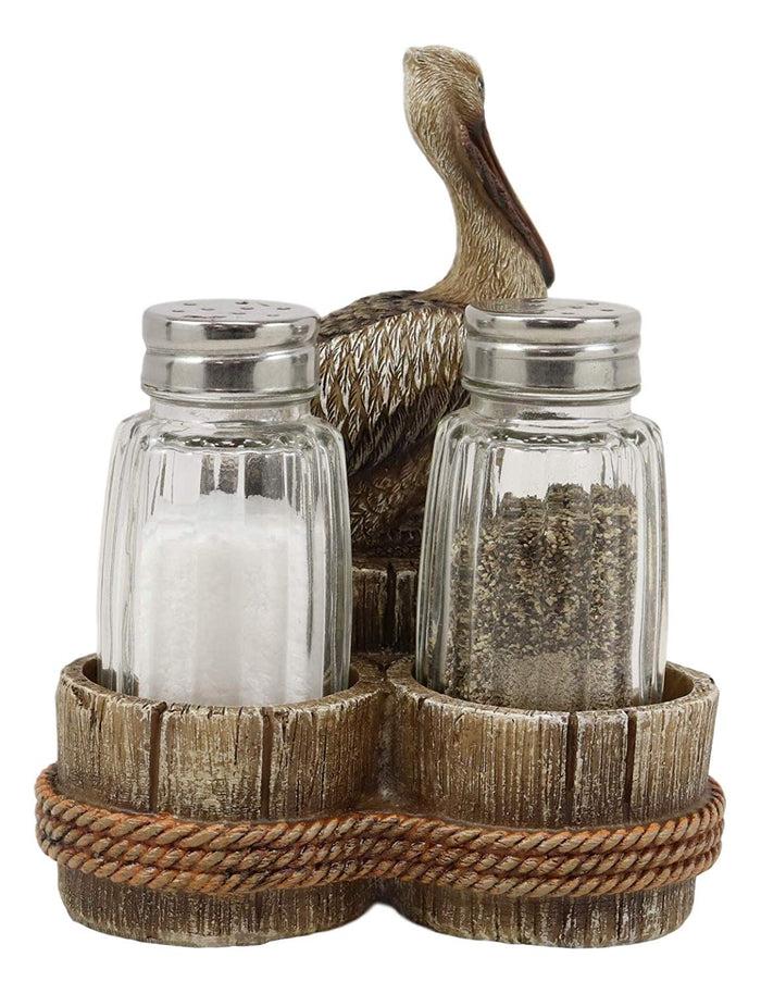 Ebros Gift Ebros Gift 5.25" Tall Ocean Marine Beach Coastal Diving Brown Pelican Perching On Getty Posts Salt And Pepper Shakers Display Holder Statue Home Decor Birds Pelicans Nature As Kitchen Centerpiece