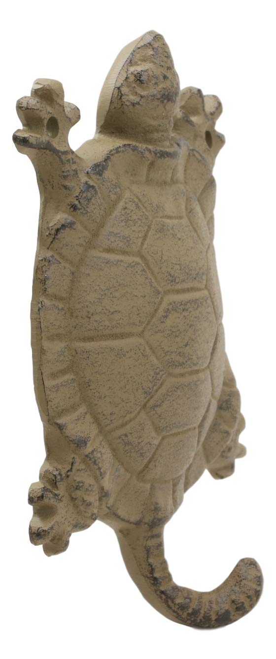 Ebros Gift Ebros Gift 5.75" Tall Nautical Ocean Sea Turtle Cast Iron Rustic Wall Coat Keys Leashes Hats (1)