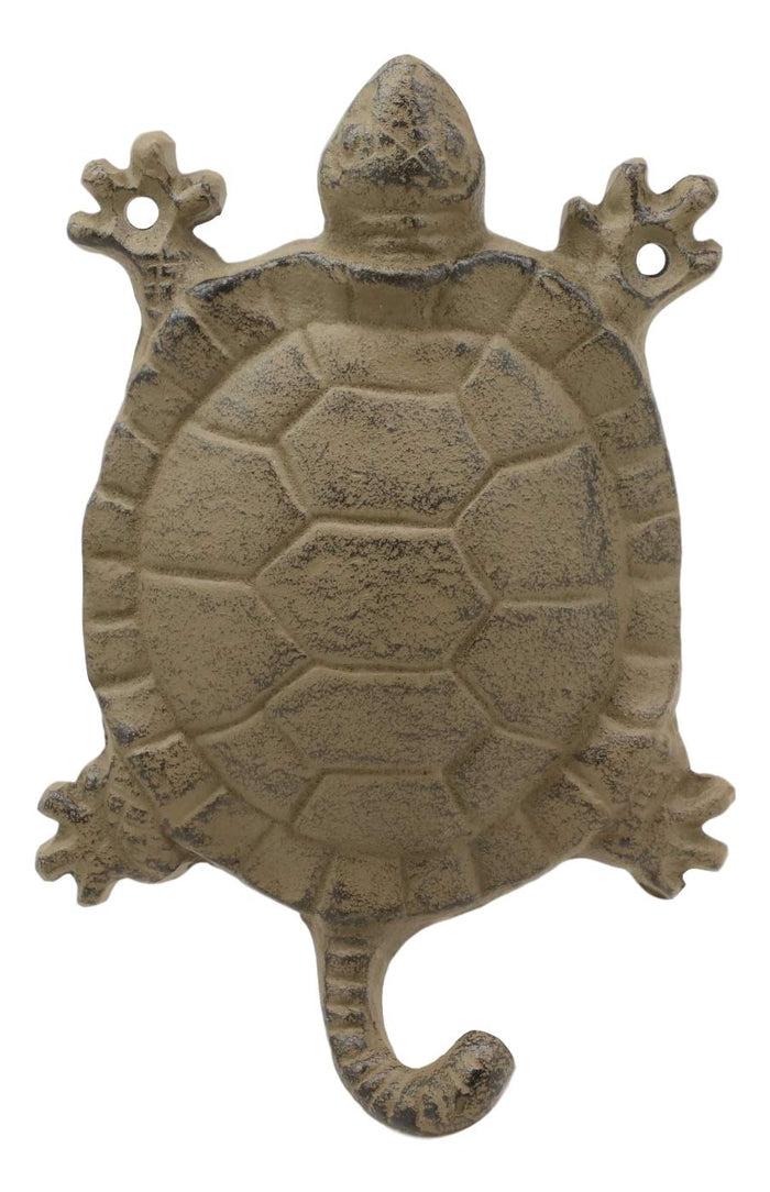 Ebros Gift Ebros Gift 5.75" Tall Nautical Ocean Sea Turtle Cast Iron Rustic Wall Coat Keys Leashes Hats (1)