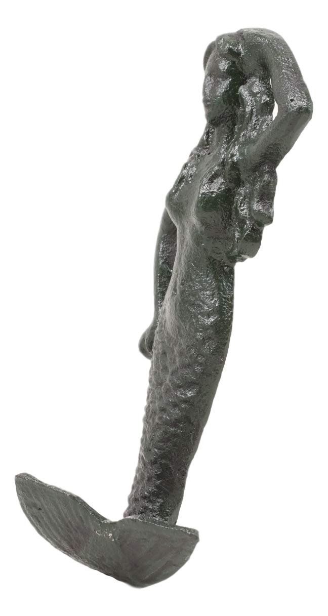 Ebros Gift Ebros Gift 6"H Mermaid Cast Iron Rustic Wall Coat Hook For Keys Leashes Hats (2)