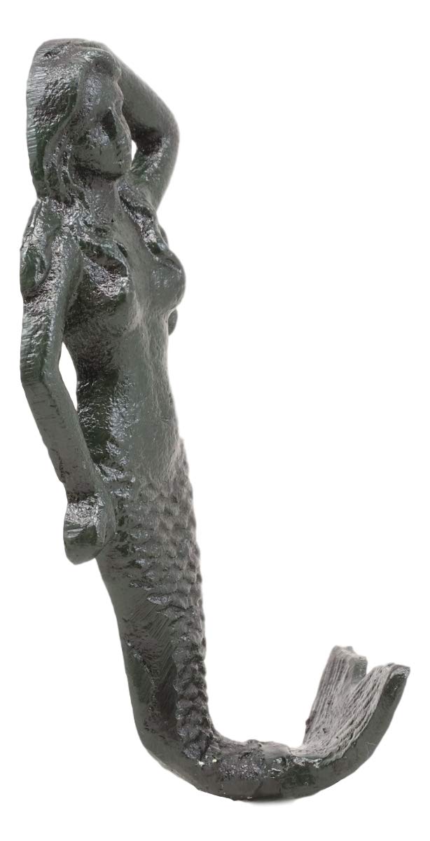 Ebros Gift Ebros Gift 6"H Mermaid Cast Iron Rustic Wall Coat Hook For Keys Leashes Hats (4)