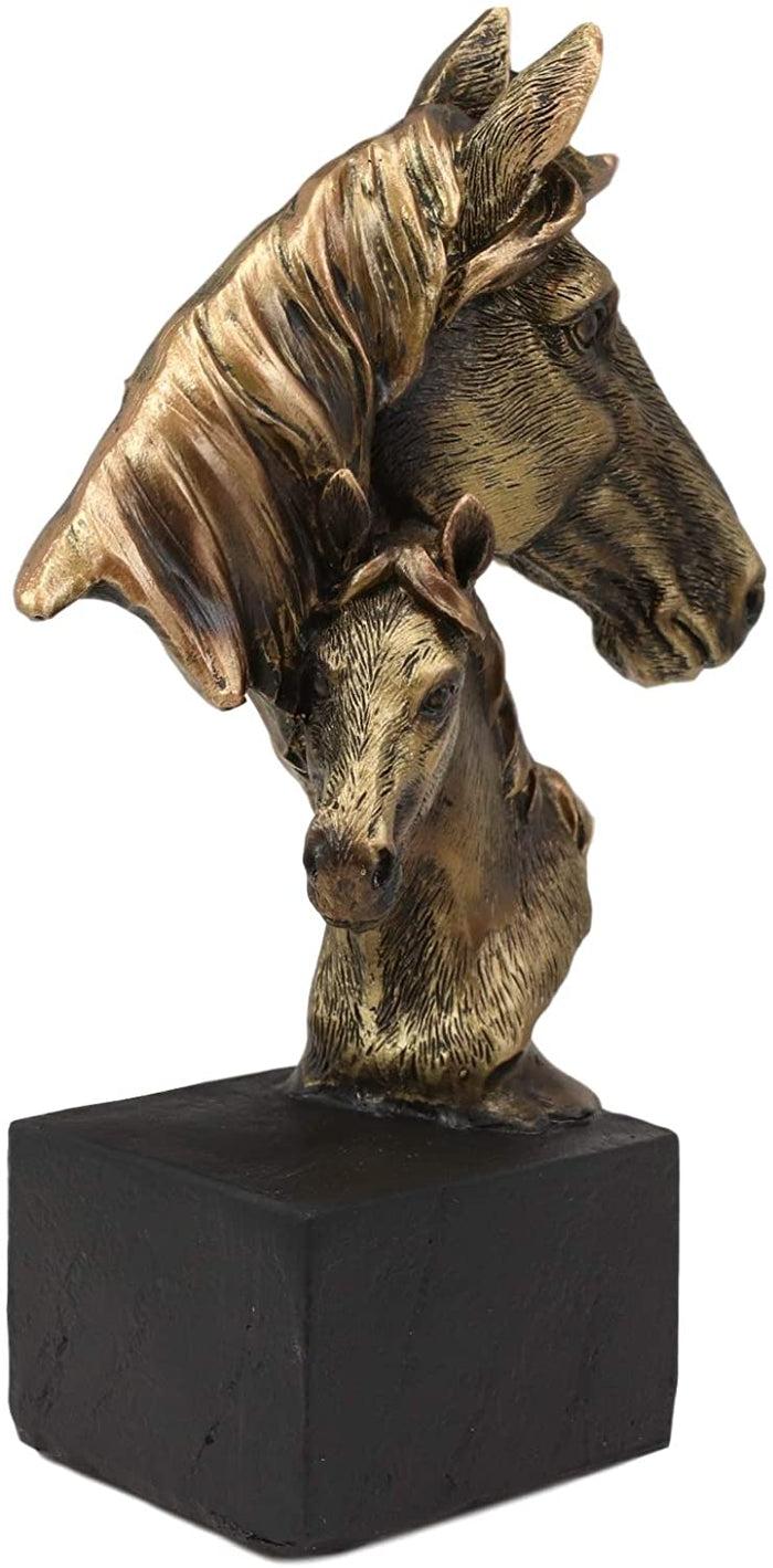 Ebros Gift Ebros Gift 6" Tall Western Horse And Foal Head Bust Figurine With Black Pedestal