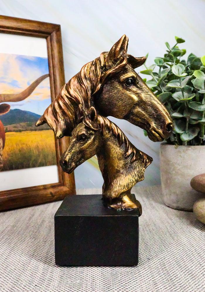 Ebros Gift Ebros Gift 6" Tall Western Horse And Foal Head Bust Figurine With Black Pedestal