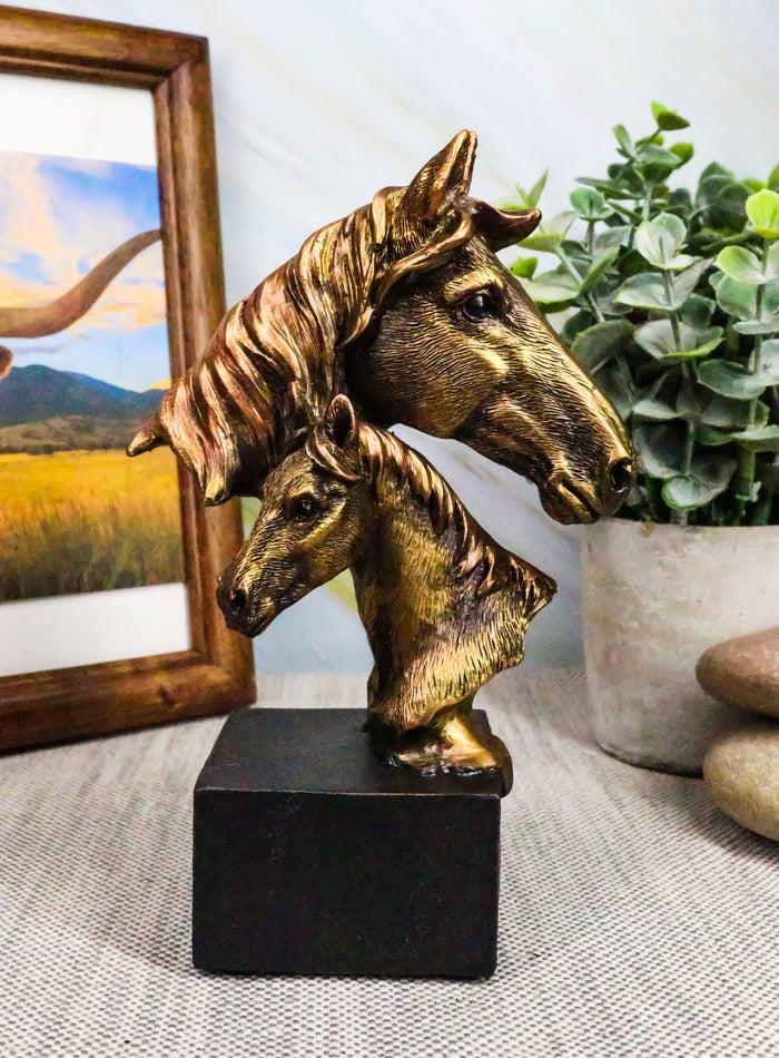 ebros gift Ebros Gift 6" Tall Western Horse and Foal Head Bust Figurine with Black Pedestal