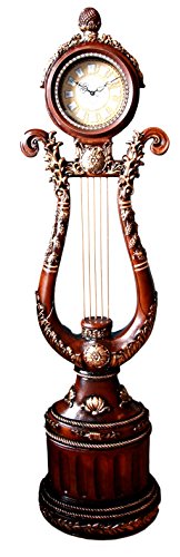Ebros Gift Ebros Gift 67"H Large Vintage Harp Shaped Timeless Grandfather Clock Furnishing Decor