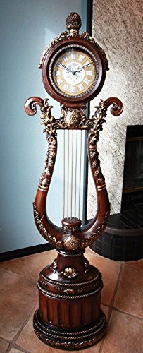 ebros gift Ebros Gift 67"H Large Vintage Harp Shaped Timeless Grandfather Clock Furnishing Decor