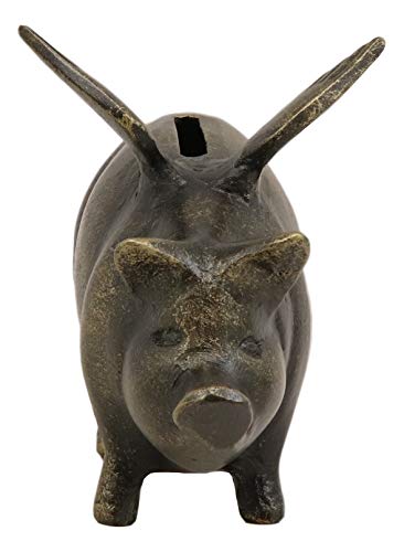 Ebros Gift Ebros Gift 7.25" Long Rustic Decorative Whimsical Flying Pig Money Coin Piggy Bank Aluminum Sculpture Country Farm Swines Pigs Porky Bacon Themed Savings Banks Collectible Figurine