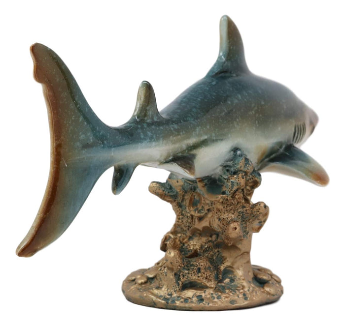 Ebros Gift Ebros Gift 7" Long Ocean Marine Beach Coastal Predator Great White Shark Swimming Over Coral Reefs Statue Deep Blue Sea Apex Hunter Sharks Fish Figurine Home Decor