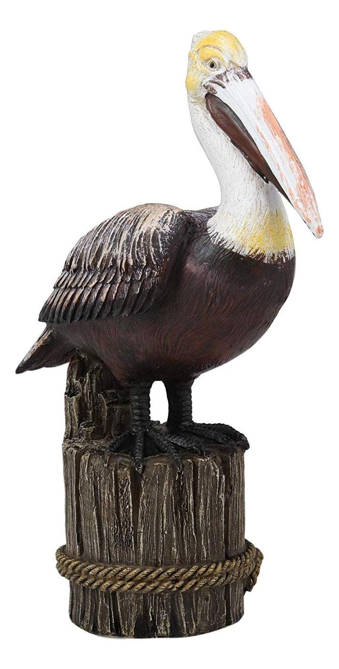 Ebros Gift Ebros Gift 9" Tall Ocean Marine Beach Coastal Diving Brown Pelican Perching On Getty Post Statue Home Decor Birds Pelicans Nature As Centerpiece Decorative Sculpture Figurine