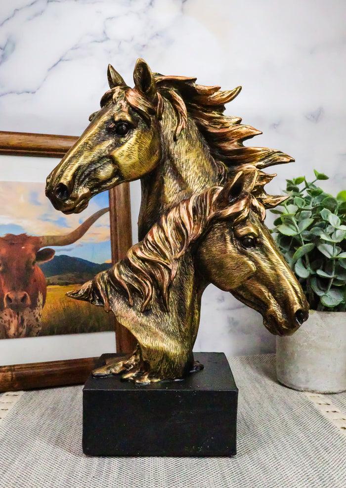 Ebros Gift Ebros Gift 9" Tall Western Horse And Foal Head Bust Figurine With Black Pedestal