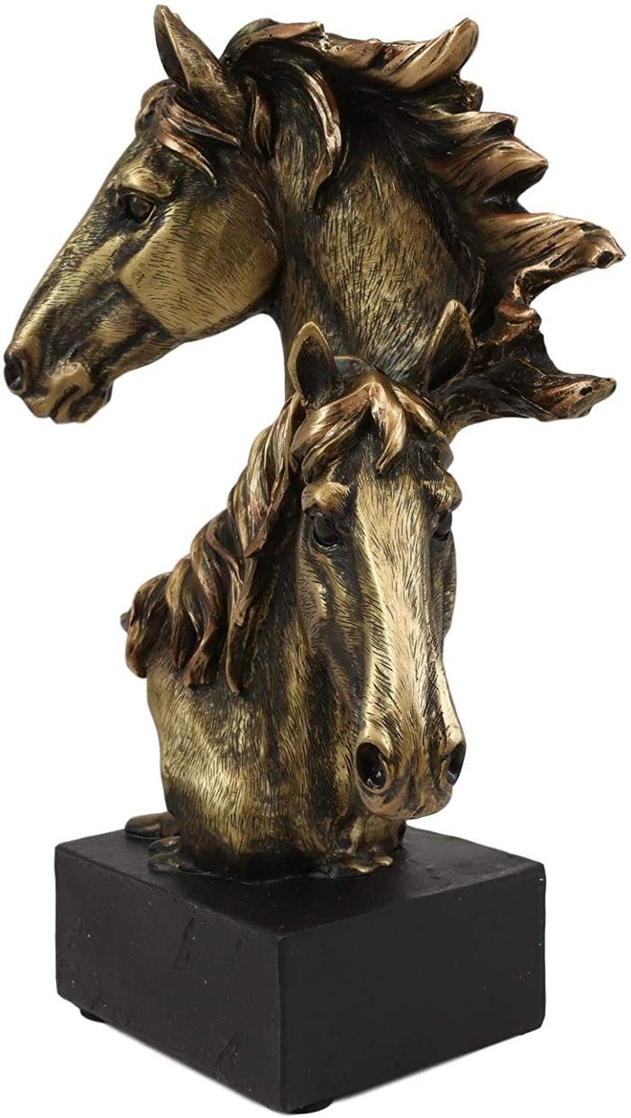 Ebros Gift Ebros Gift 9" Tall Western Horse And Foal Head Bust Figurine With Black Pedestal