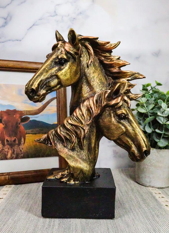 ebros gift Ebros Gift 9" Tall Western Horse and Foal Head Bust Figurine with Black Pedestal