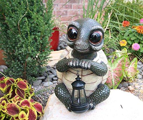 Ebros Gift Ebros Gift Adorable Baby Turtle Tortoise Holding Solar Lantern Garden Path Lighter Statue