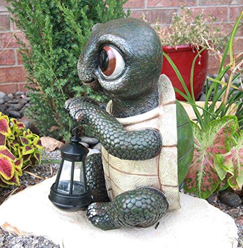 Ebros Gift Ebros Gift Adorable Baby Turtle Tortoise Holding Solar Lantern Garden Path Lighter Statue