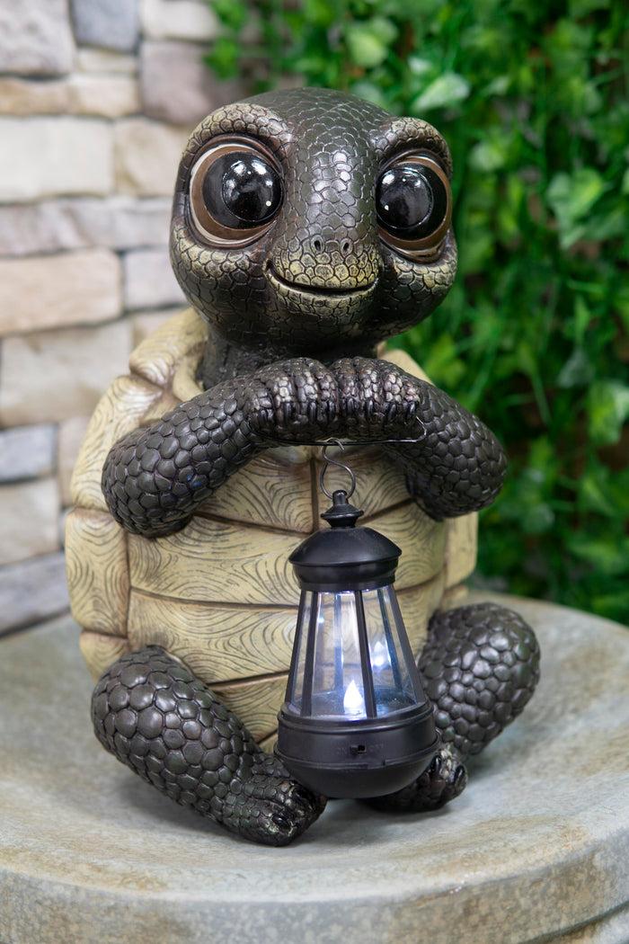 ebros gift Ebros Gift Adorable Baby Turtle Tortoise Holding Solar Lantern Garden Path Lighter Statue