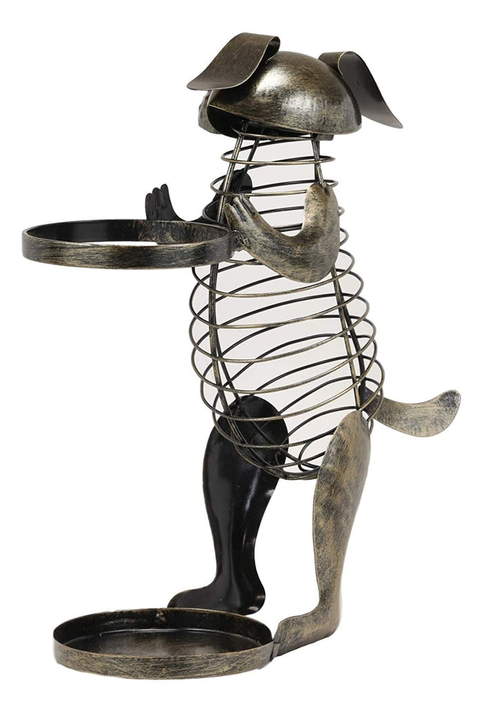 Ebros Gift Ebros Gift Adorable Begging Pet Dog Decorative Cork And Wine Bottle Holder Sculpture Hand Made Steel Metal Animated Decor Figurine Home Kitchen Dining Wine Cellar Organizer Centerpiece