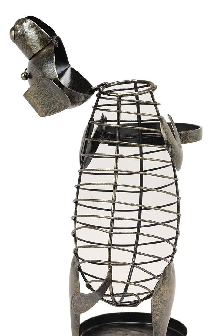 Ebros Gift Ebros Gift Adorable Begging Pet Dog Decorative Cork And Wine Bottle Holder Sculpture Hand Made Steel Metal Animated Decor Figurine Home Kitchen Dining Wine Cellar Organizer Centerpiece