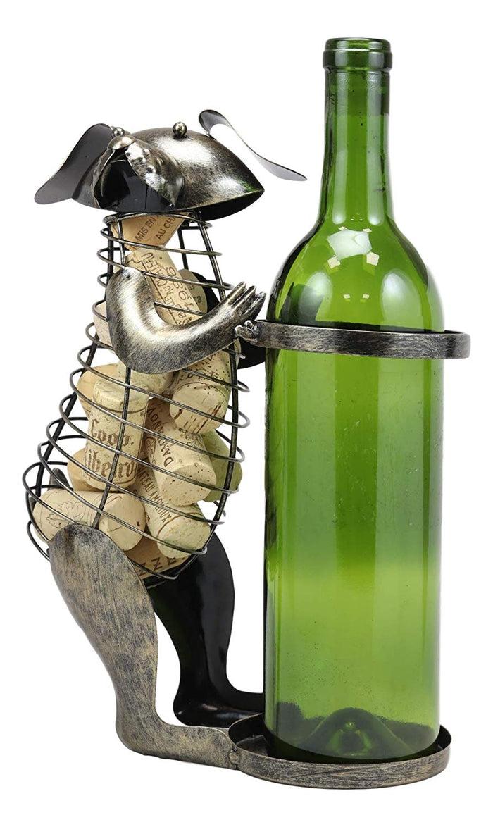 ebros gift Ebros Gift Adorable Begging Pet Dog Decorative Cork and Wine Bottle Holder Sculpture Hand Made Steel Metal Animated Decor Figurine Home Kitchen Dining Wine Cellar Organizer Centerpiece