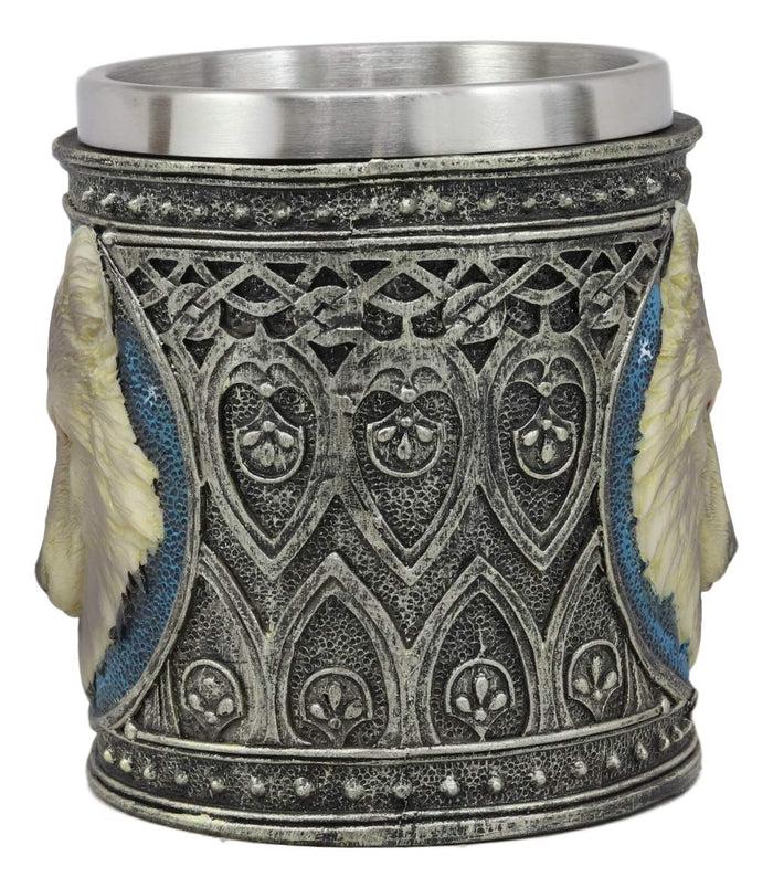 Ebros Gift Ebros Gift Alpha Direwolf Wolf Celtic Tribal Magic Resin 16oz Drinking Mug With Stainless Steel Rim Figurine For Coffee Tea Cereal Drinks Halloween Kitchen Dining Decor Of Timber Wolves