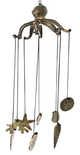 Ebros Gift Ebros Gift Aluminum Coastal Sea Giant Octopus Kraken Resonant Relaxing Wind Chime Patio Garden Decor