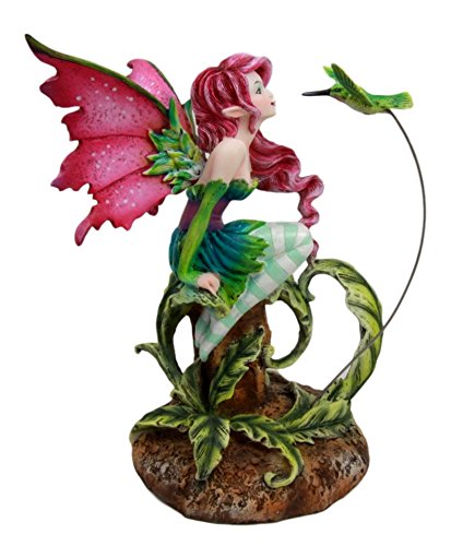 Ebros Gift Ebros Gift Amy Brown Magenta Forest Fairy With Flirting Hummingbird Figurine 6"H