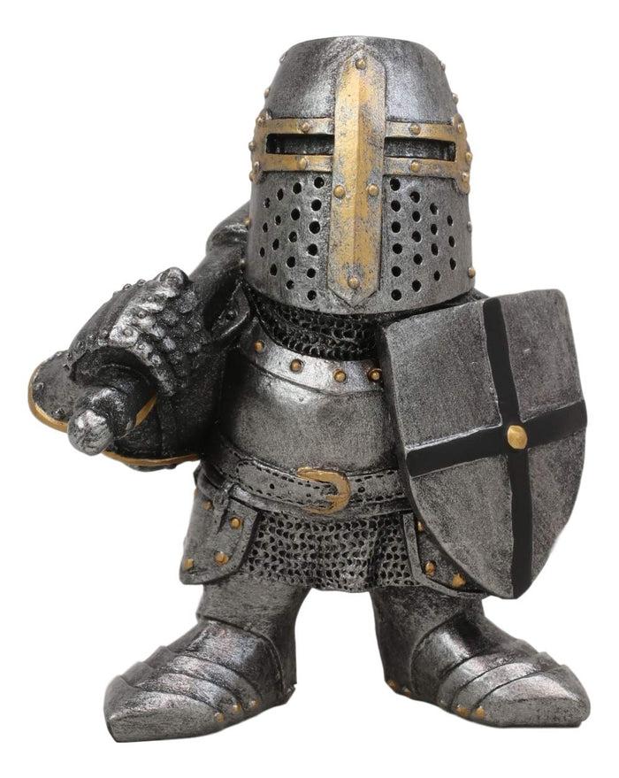 Ebros Gift Ebros Gift Anime Chibi Renaissance Medieval Knight Of The Cross Templar Crusader Figurine 4.5" Tall Suit Of Armor Miniature European Knights Sculpture Decor (Bardiche Axeman)