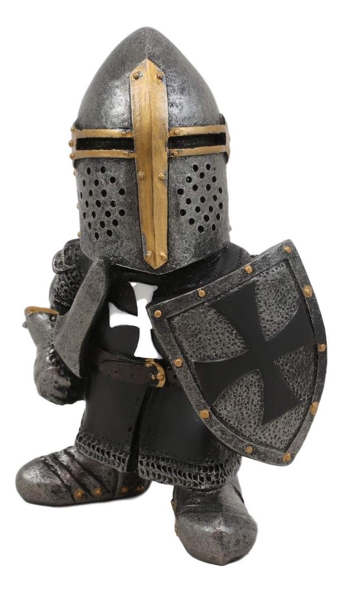 ebros gift Ebros Gift Anime Chibi Renaissance Medieval Knight of The Cross Templar Crusader Figurine 4.5" Tall Suit of Armor Miniature European Knights Sculpture Decor (Swordsman in Battle Stance)