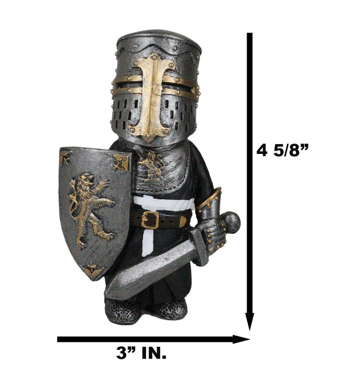 Ebros Gift Ebros Gift Anime Chibi Renaissance Medieval Knight Of The Cross Templar Crusader Figurine 4.5" Tall Suit Of Armor Miniature European Knights Sculpture Decor (Swordsman With Lion Heraldry Shield)