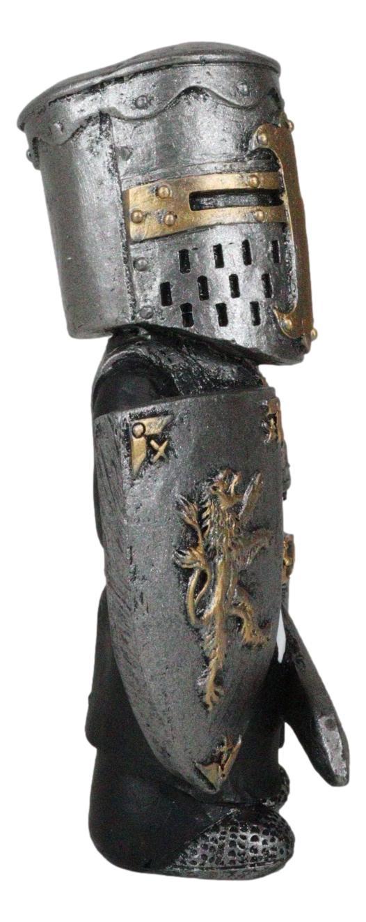 Ebros Gift Ebros Gift Anime Chibi Renaissance Medieval Knight Of The Cross Templar Crusader Figurine 4.5" Tall Suit Of Armor Miniature European Knights Sculpture Decor (Swordsman With Lion Heraldry Shield)