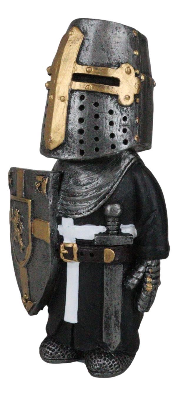 Ebros Gift Ebros Gift Anime Chibi Renaissance Medieval Knight Of The Cross Templar Crusader Figurine 4.5" Tall Suit Of Armor Miniature European Knights Sculpture Decor (Swordsman Standing Guard)