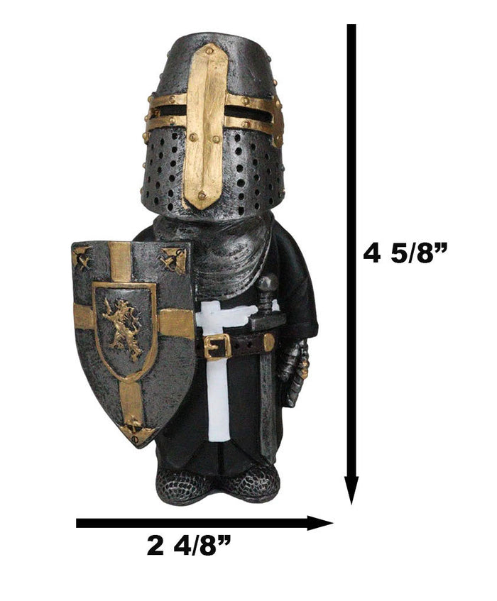 Ebros Gift Ebros Gift Anime Chibi Renaissance Medieval Knight Of The Cross Templar Crusader Figurine 4.5" Tall Suit Of Armor Miniature European Knights Sculpture Decor (Swordsman Standing Guard)