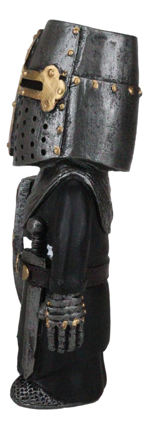 Ebros Gift Ebros Gift Anime Chibi Renaissance Medieval Knight Of The Cross Templar Crusader Figurine 4.5" Tall Suit Of Armor Miniature European Knights Sculpture Decor (Swordsman Standing Guard)