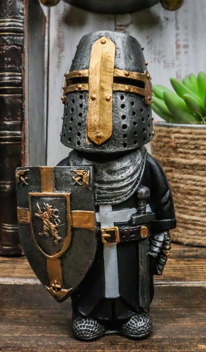 ebros gift Ebros Gift Anime Chibi Renaissance Medieval Knight of The Cross Templar Crusader Figurine 4.5" Tall Suit of Armor Miniature European Knights Sculpture Decor (Swordsman Standing Guard)