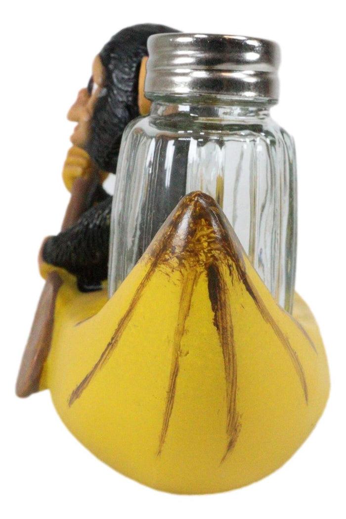 Ebros Gift Ebros Gift Baby Monkey Rowing In Banana Boat Salt & Pepper Shakers Holder Figurine Set
